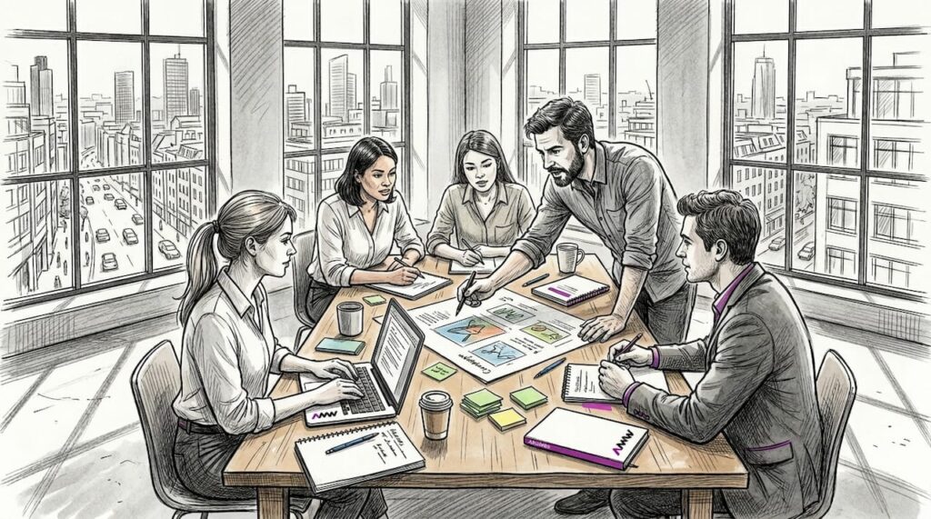 Creative team meeting in agency office