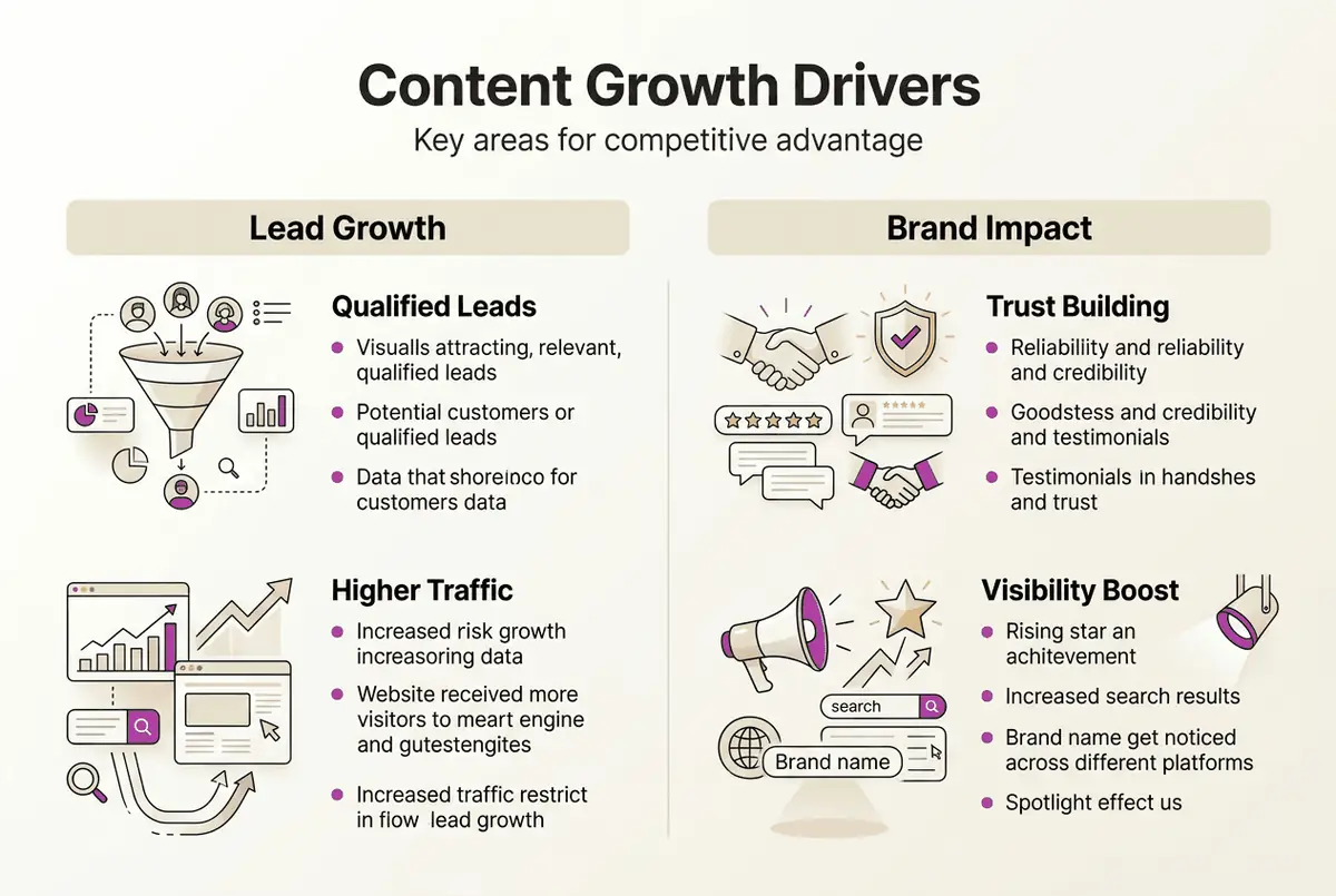 Infographic showing content growth drivers and brand impact