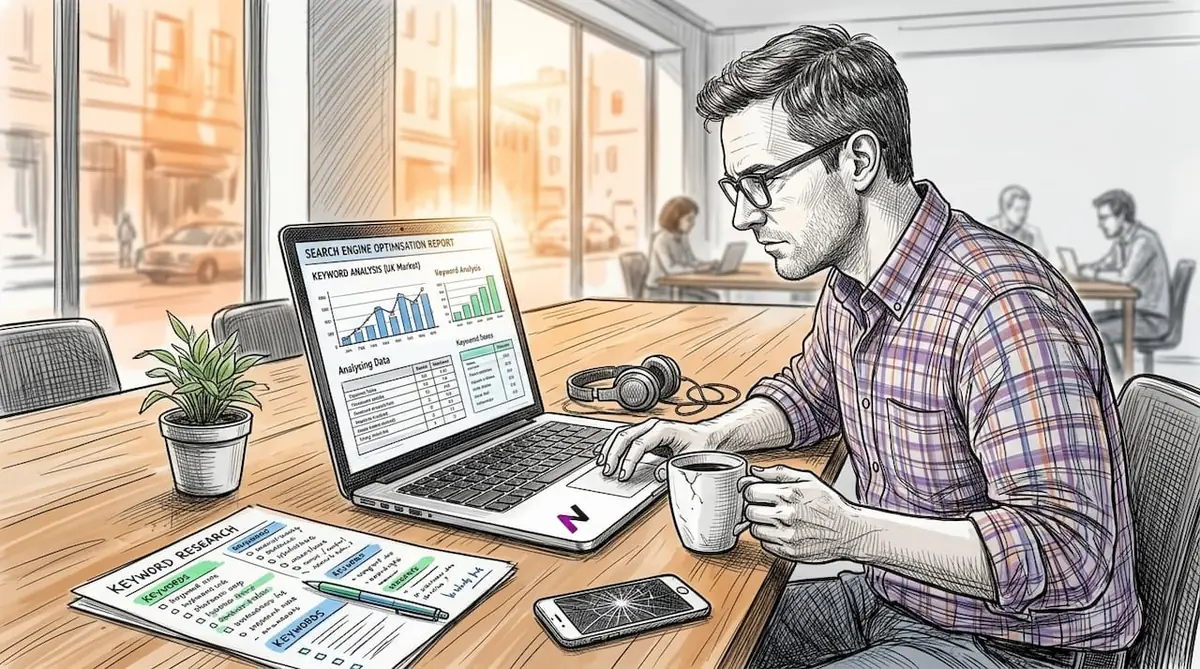 Content strategist reviews SEO traffic data