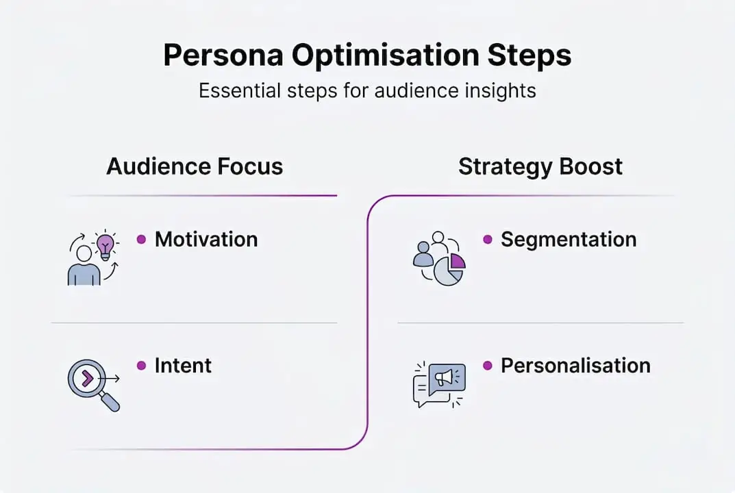Infographic on audience persona optimisation steps