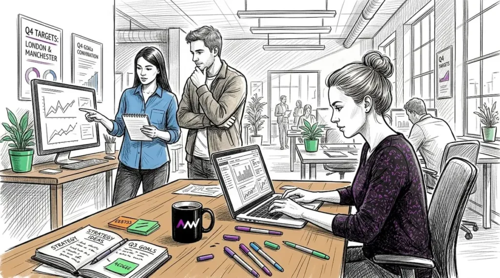 Marketing team working on SEO strategy