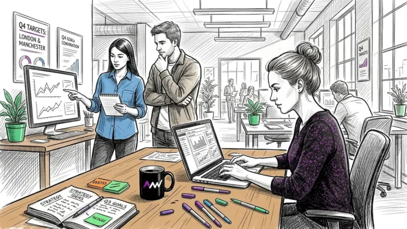 Marketing team working on SEO strategy