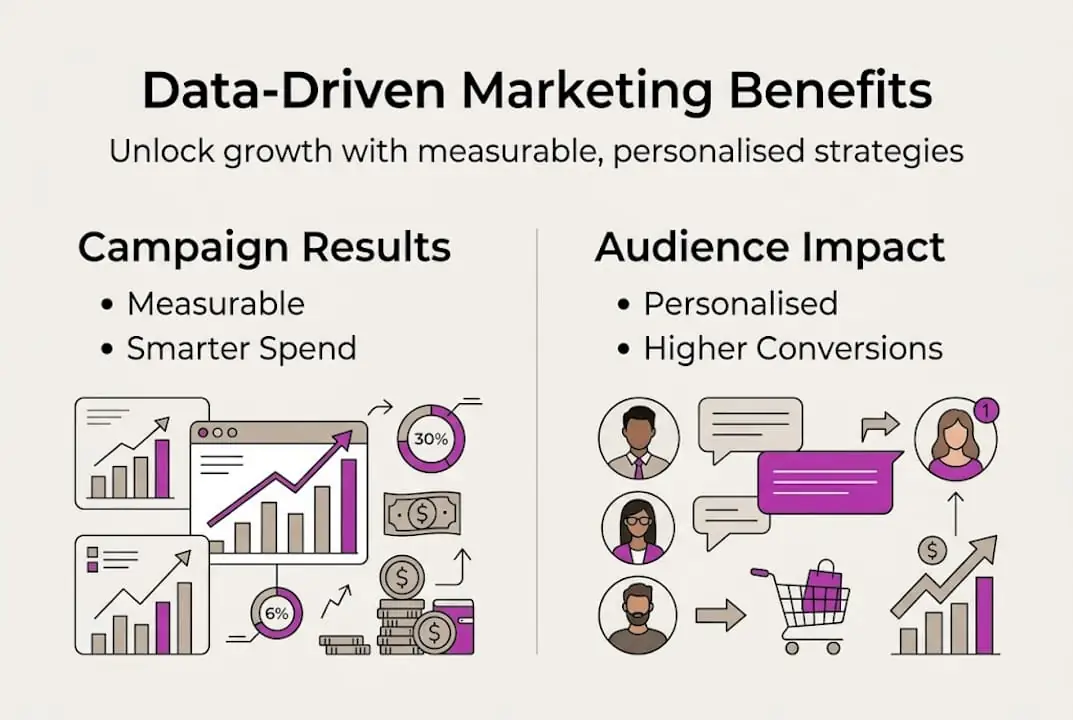 Infographic showing data-driven marketing benefits