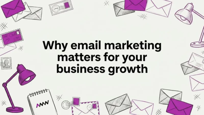 Hand drawn email motif title card illustration