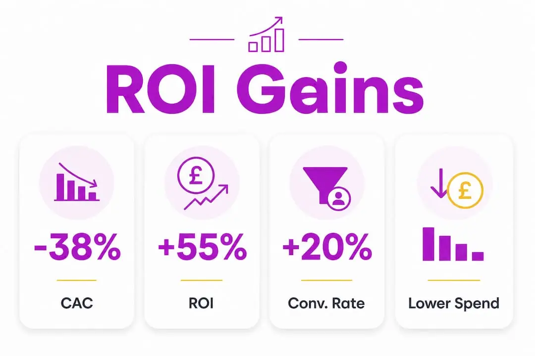 Infographic with key ROI gains from analytics