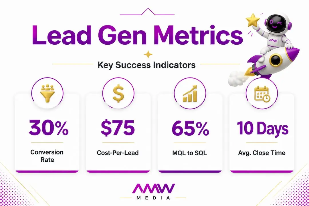 Infographic displaying top lead generation metrics