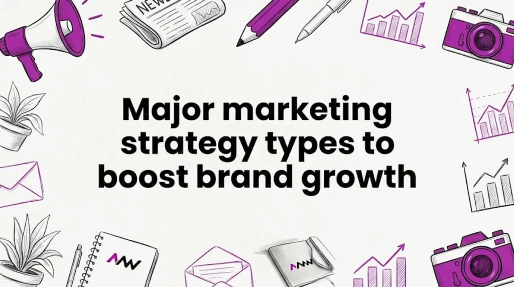 Decorative marketing strategy title card illustration