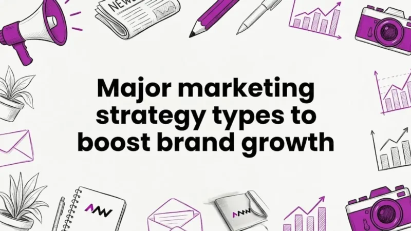 Decorative marketing strategy title card illustration