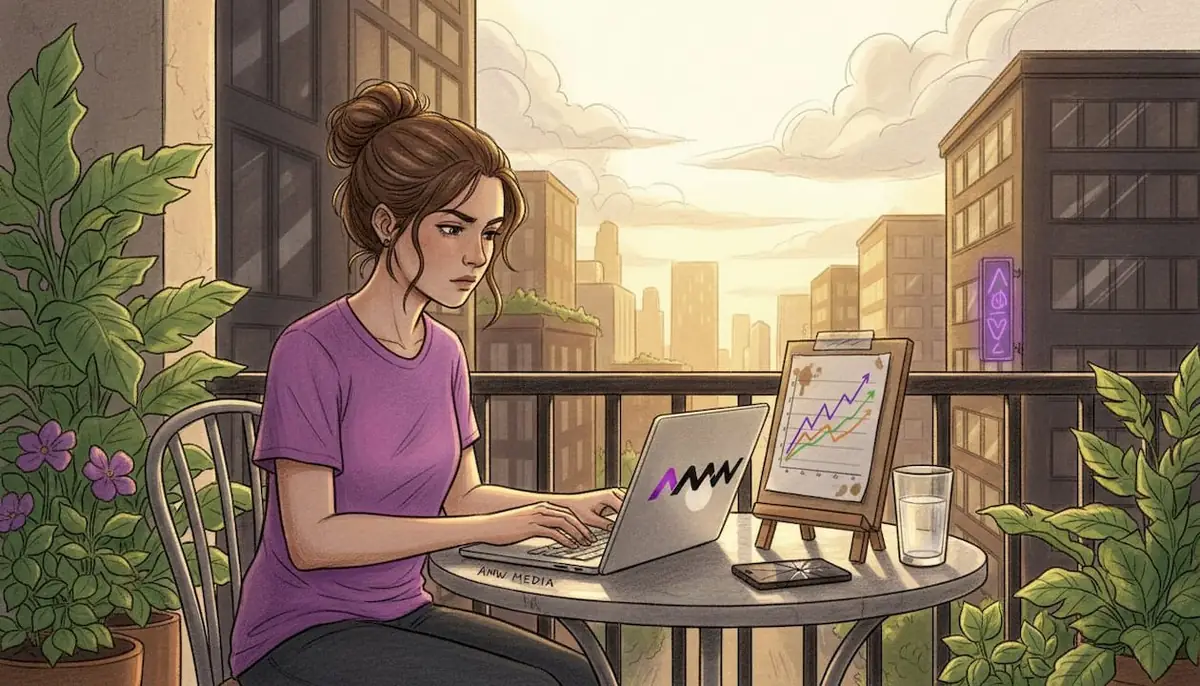 Marketer reviewing printed engagement metrics