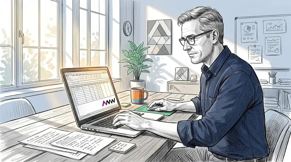 Man cleaning marketing data in open workspace