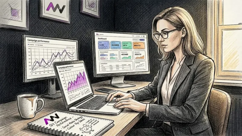 Marketing manager analyzing campaign performance