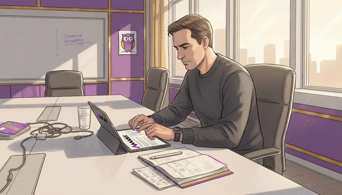 Marketer reviewing customer journey on tablet