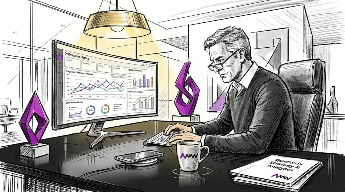 Manager working with digital analytics at desk