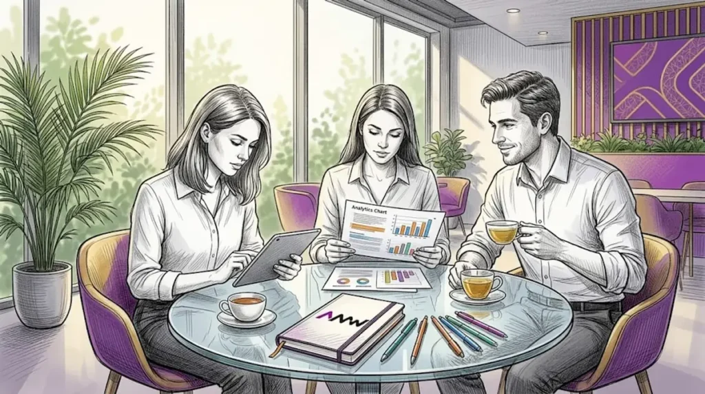 Digital marketing team working in bright office