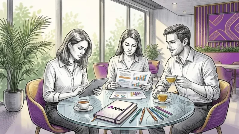 Digital marketing team working in bright office