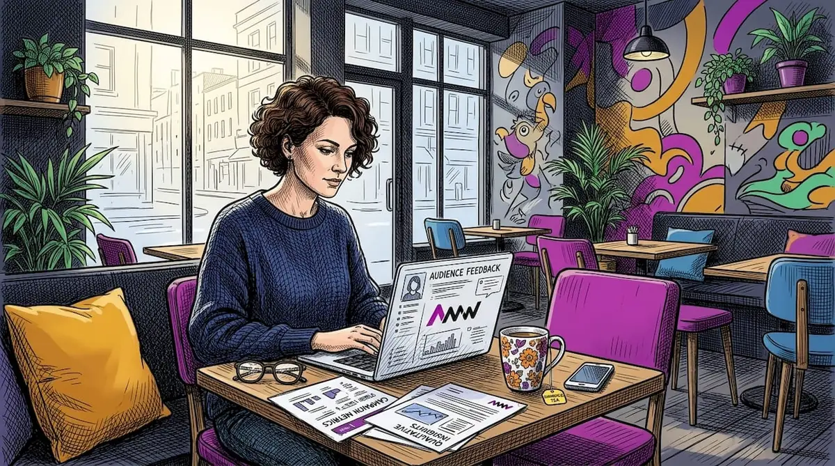 Brand manager analysing storytelling feedback