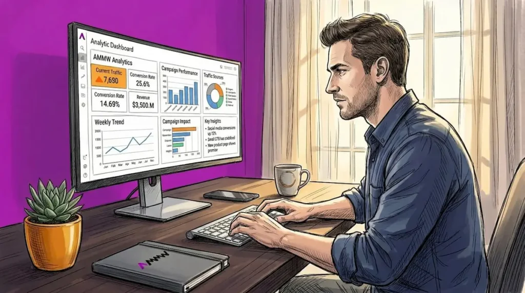 Marketing professional working in home office