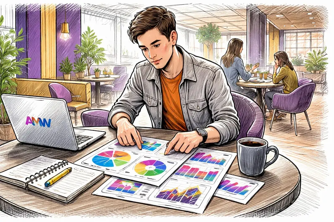 Hands pointing at brand market differentiation charts