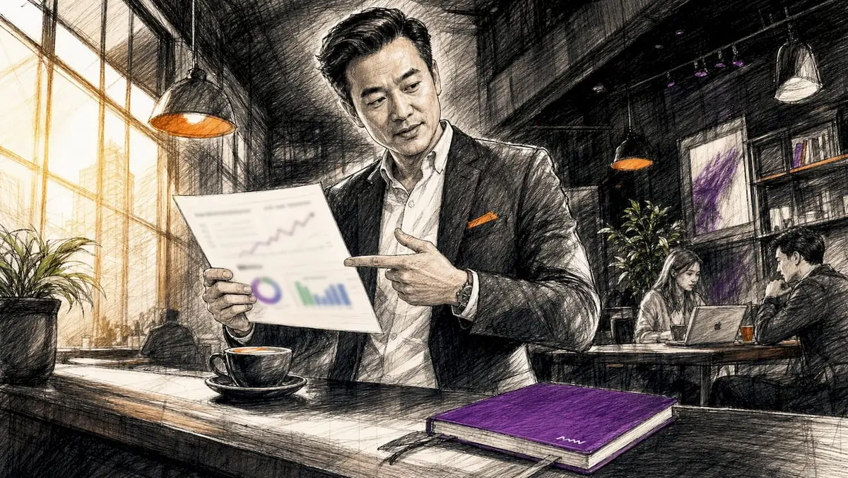 Businessman presenting SEO financial data