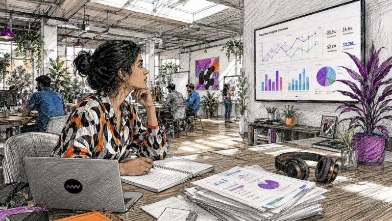 Marketing professional analyzing personalised data charts