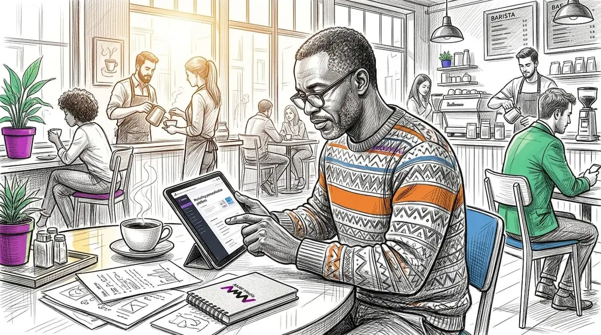 Man using tablet for marketing personalisation