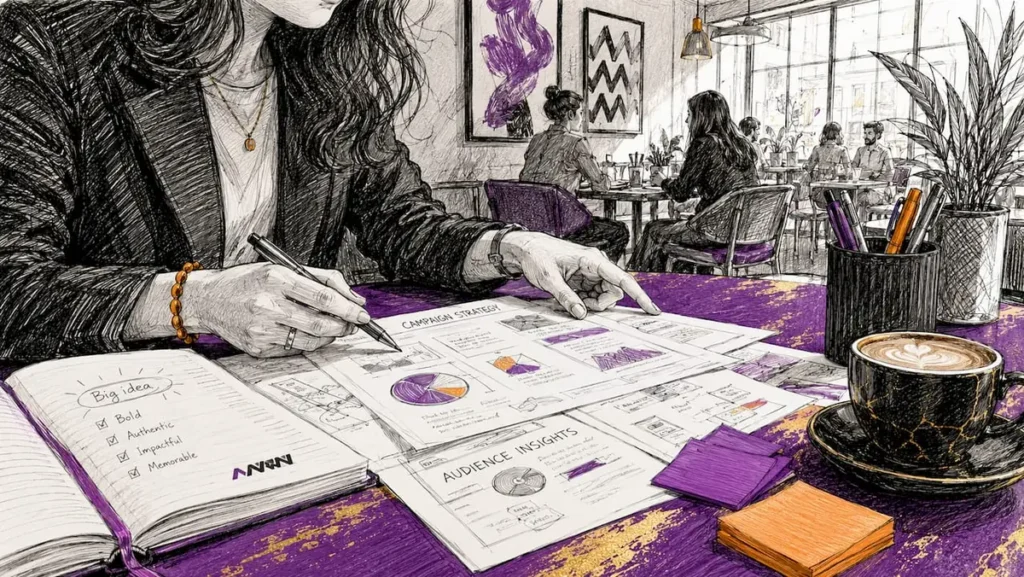Strategist analyzing marketing dashboard