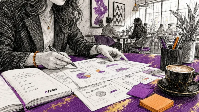 Strategist analyzing marketing dashboard