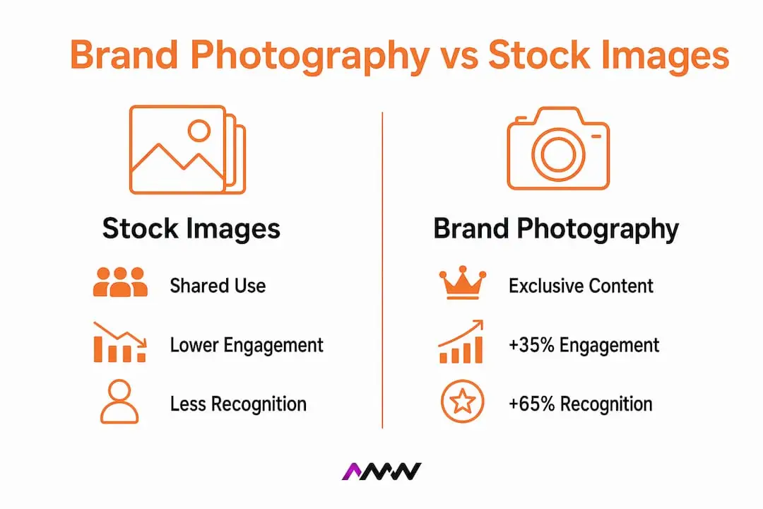 Infographic comparing brand photography and stock images