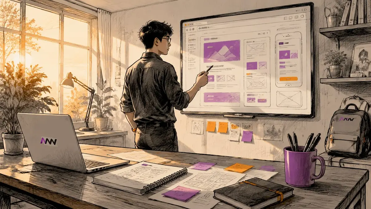 Designer working on tailored user journey wireframe
