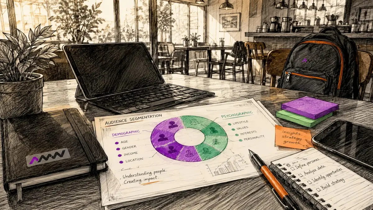 Overhead view of demographic and psychographic data printout