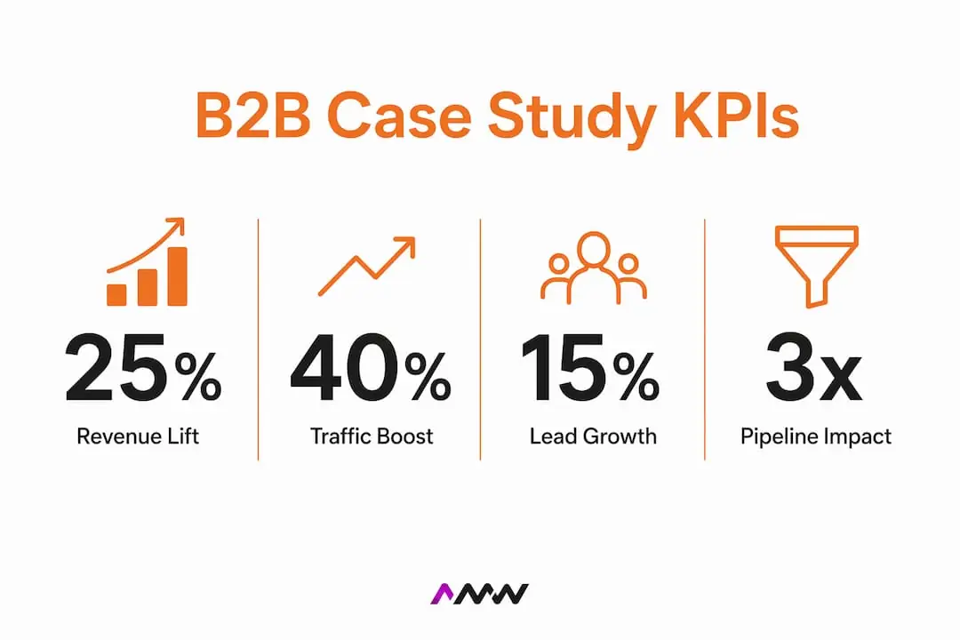 Infographic showing key KPIs for B2B case studies