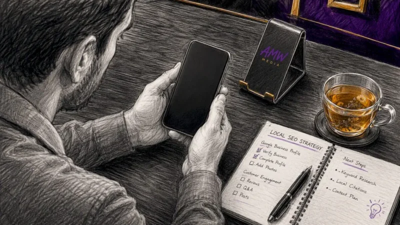 Business owner verifying GBP on phone