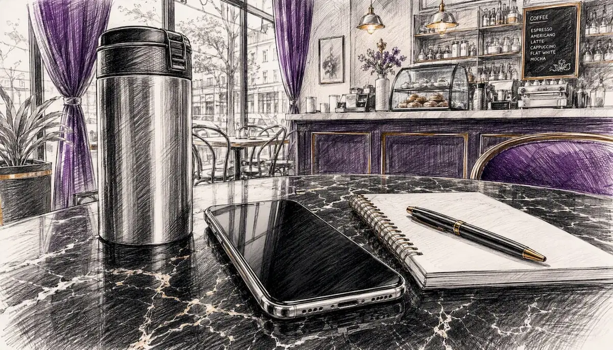 Smartphone on table with coffee, booking concept