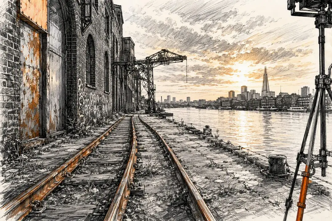 Disused riverside rail filming spot