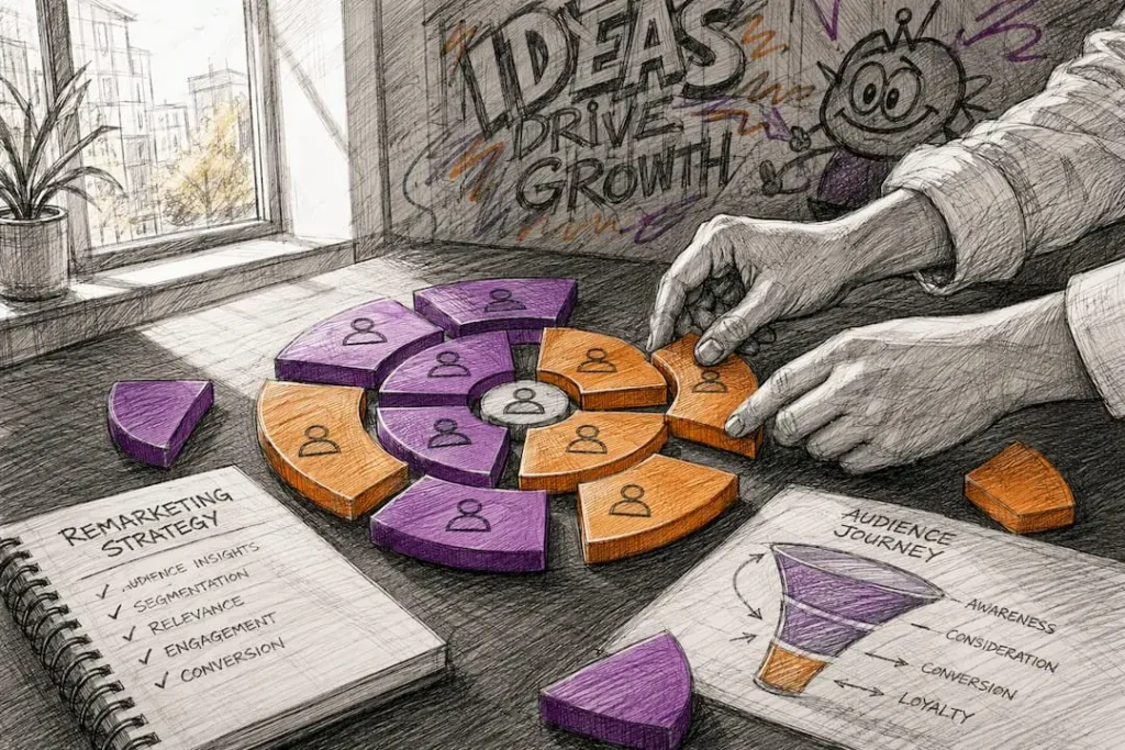 Hands arranging marketing tokens for segmentation