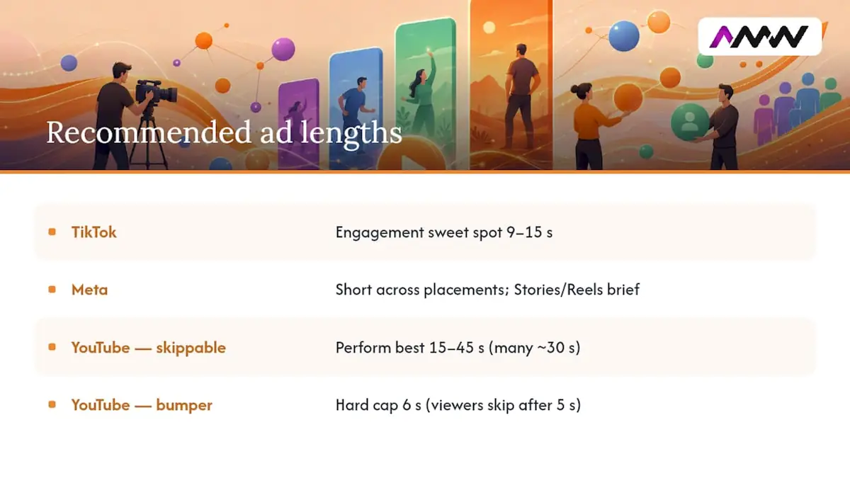 Video ad length ranges by platform