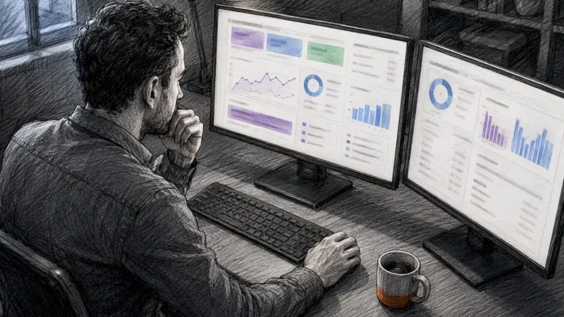 Marketer reviewing Google Ads audit dashboards