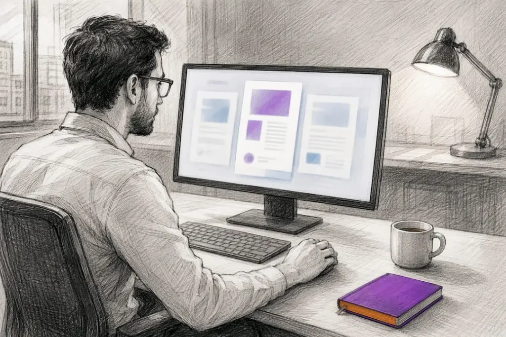 Specialist reviewing a B2B document ad campaign