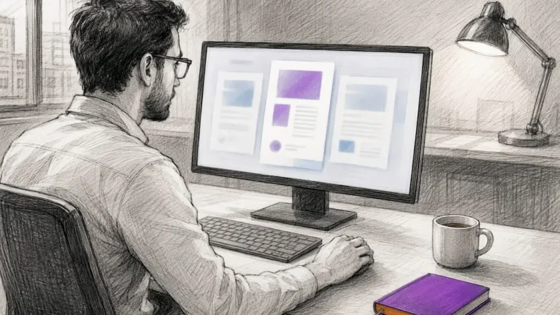 Specialist reviewing a B2B document ad campaign