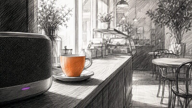 Café speaker playing licensed background music