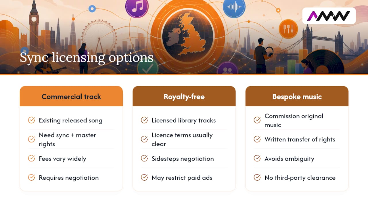 Sync licensing: using music in adverts and media, overview diagram