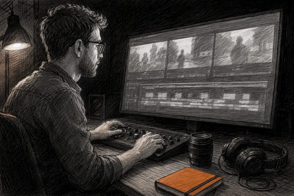 Editor reviewing YouTube ad creative