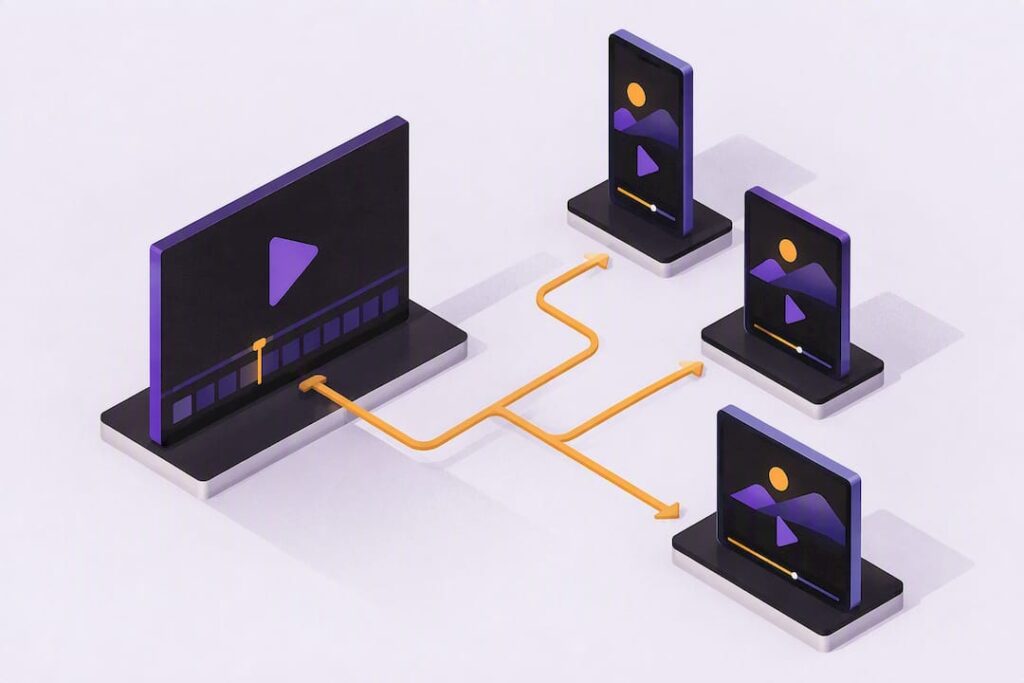 Isometric illustration of video aspect ratios