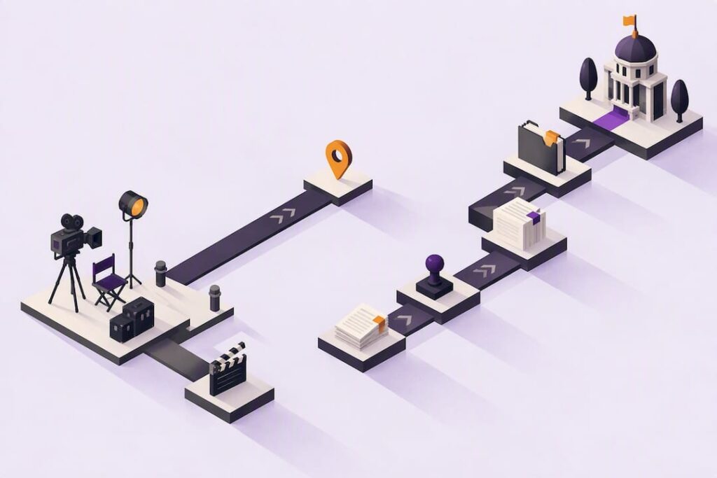 Isometric filming permit approval pathways