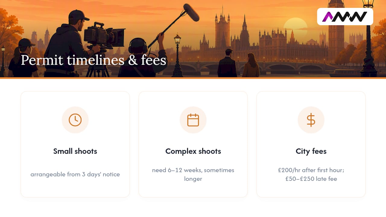 Filming permit timelines and additional fees