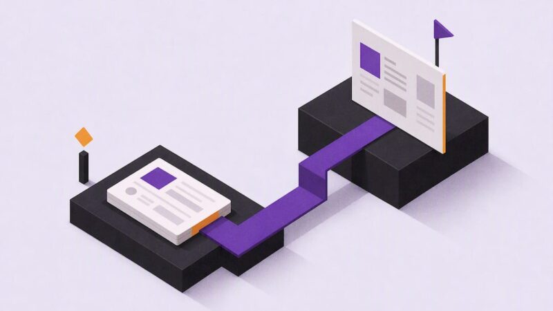 Isometric illustration of a creative brief workflow
