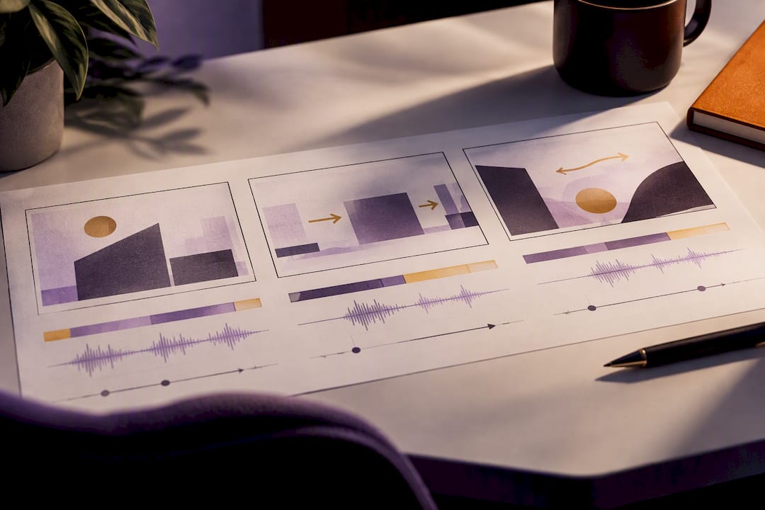 Storyboard frames linked to timing notes