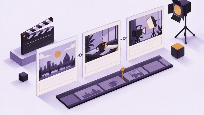 Isometric storyboard sequence title card
