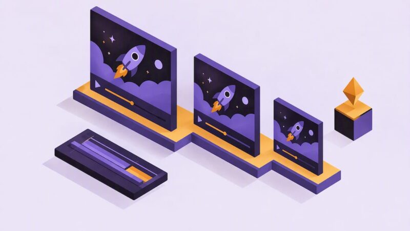 Isometric motion graphics cutdown title card