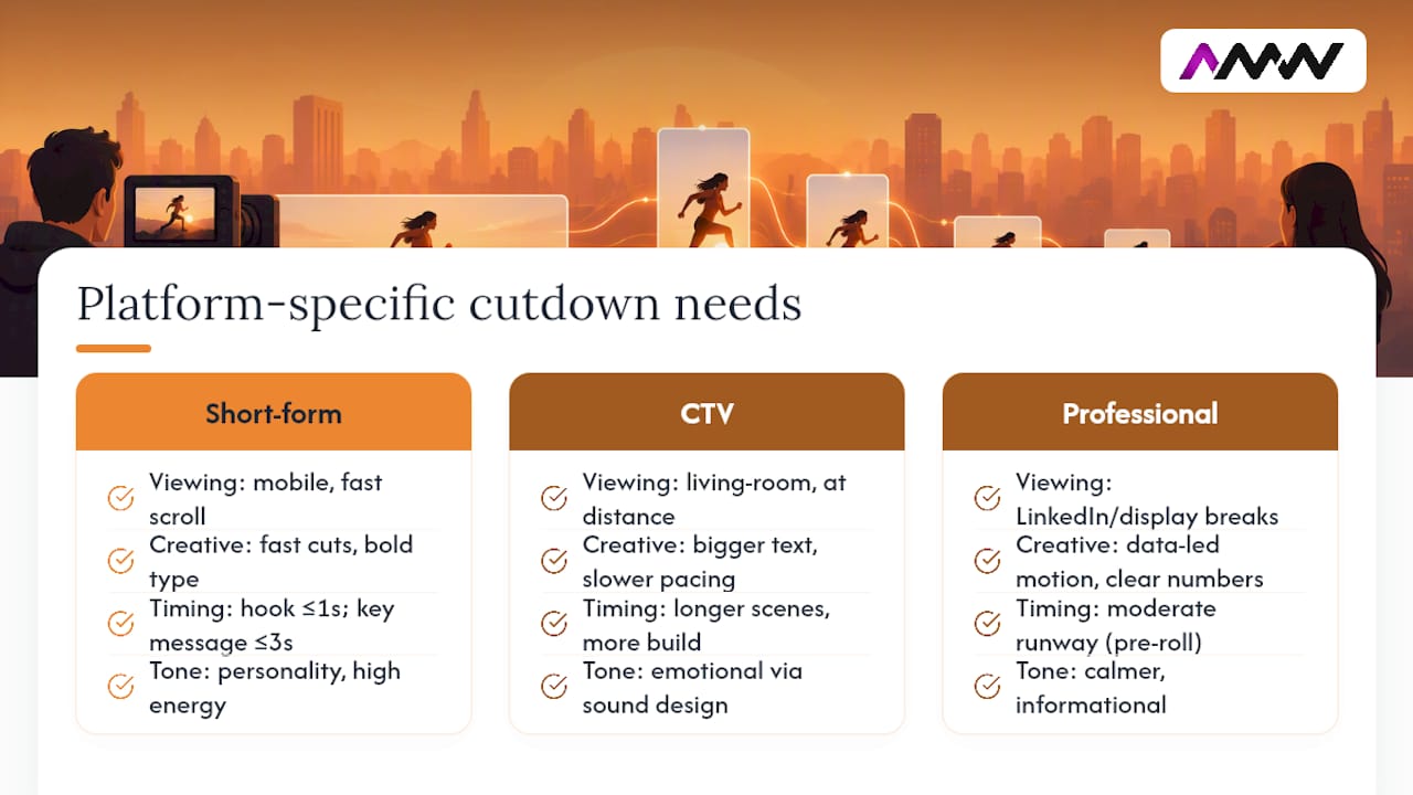 Optimising motion graphics for different audiences and platforms — overview diagram
